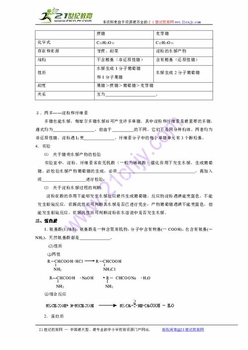2010届高考化学一轮复习必备精品 第二十章 糖类、油脂、蛋白质、化学油脂